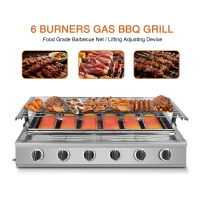 Grelha infravermelha sem fumaça para churrasco, fogão assado de aço inoxidável, forno de cozinha ao ar livre, tampa de vidro, altura ajustável, caminhadas, cozinha