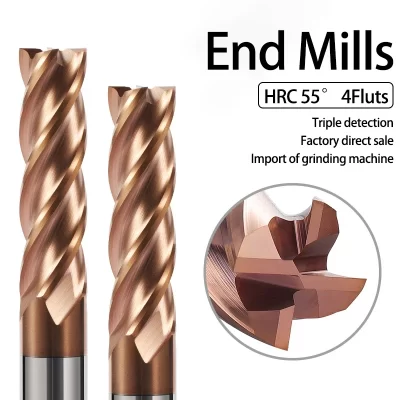 HRC55 Carbide end mill 1 2 4 5 6 8 10 12mm 4Flutes Milling Cutter Cutting Iron Cutter CNC Maching EndMill Milling Cutter