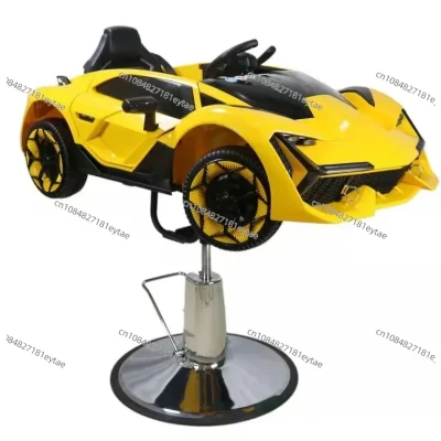 Cadeira de barbeiro infantil estável, carro de barbeiro de desenho animado para crianças giratória, cadeira elétrica com cinto de segurança musical barbearia
