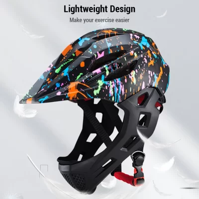 Capacetes de bicicleta infantis respiráveis ajustáveis, leves, rosto inteiro, com luz LED, 16 aberturas para cabeça de 46-54 cm