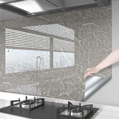 Adesivos de parede grossos à prova de óleo, papel de parede à prova d'água, papel de contato removível autoadesivo de mármore para decoração de banheiro e cozinha