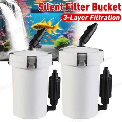 Balde de filtro externo silencioso para aquário, 220-240v, filtro de tanque de peixes, válvula liga/desliga ajustável, sistema de filtragem, acessórios para aquários