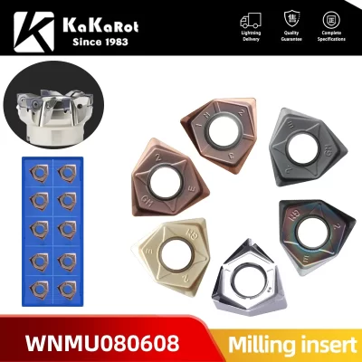 KaKarot WNMU080608 Double-Sided 90 Degree Fast Feed Milling Cutter Insert MFWN WNMU Carbide Inserts Cast Iron Alumnium FaceMill