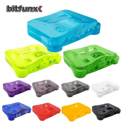 Bitfunx Replacement Plastic Shell Translucent Case for N64 Nintendo 64 Replacement Case Transparent Boxes
