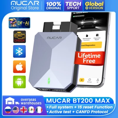 Mucar bt200 max sistema completo automático ferramenta de diagnóstico ai 15 leitor de código de ferramenta de scanner de redefinição bidirecional canfd atualização gratuita à vida