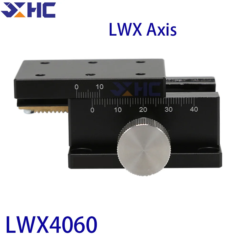 X Axis LWX4060 Dovetail Groove Fine Tuning Platform Guided Manual Shift Platform Gear Drive Knob Adjustment Slide Sliding Table