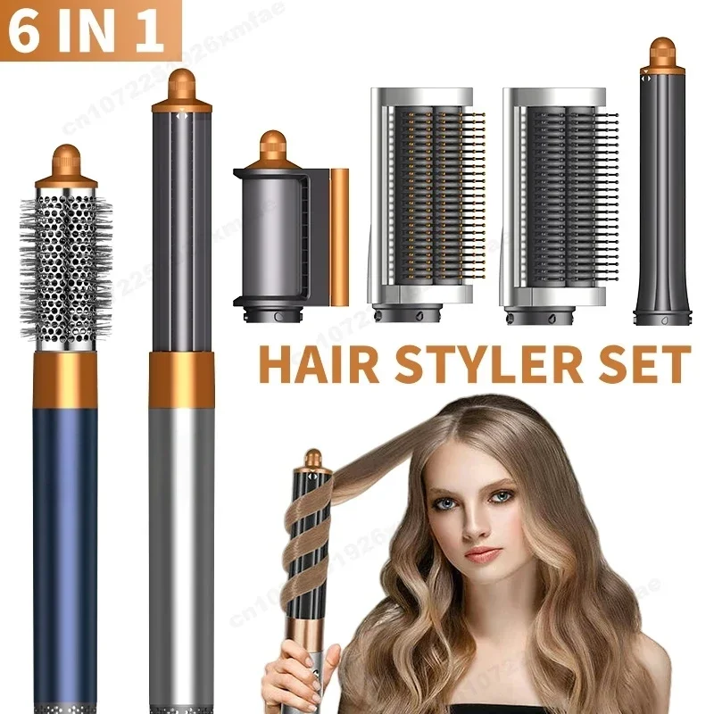 6 em 1 modelador de cabelo de íon negativo de alta velocidade secador de cabelo multi modelador de cabelo profissional escova para ondulação presente para mulher