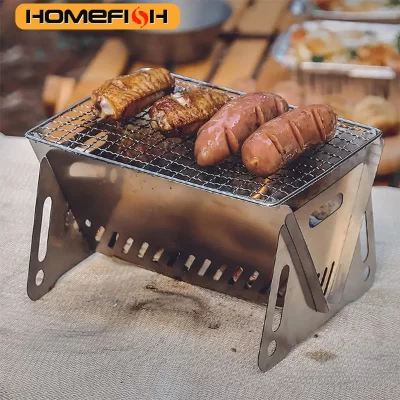 Grelha de churrasco lojas de aquecimento multi-função acampamento churrasqueira rack net fogão a lenha aço inoxidável churrasqueira