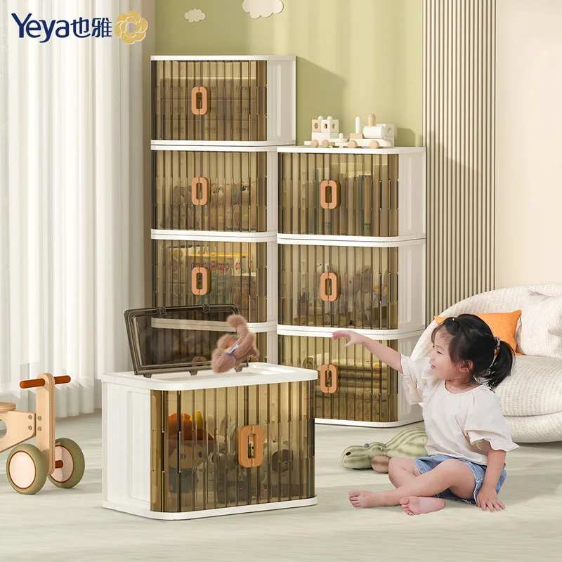 Formwell Storage bins with lids, 60cm width new design Storage box with sliding door, foldable, stackable, with bottom wheels