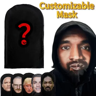 Máscara de malha personalizável 3d impressa kanye máscara facial completa malha elástica cosplay capuz para homens mulheres festa de terror hip hop moda