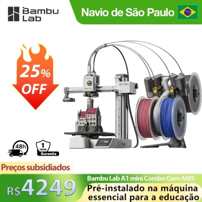 Bambu Lab A1 mini Combo with AMS lite 4 Colors Prints Quiet 45dB Eco-Friendly Rapid Heatbed Heating for Desktop Environments