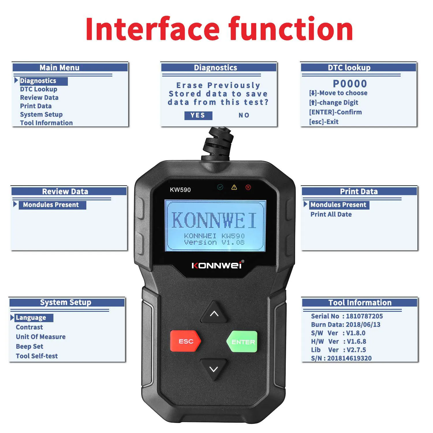 2025 novo konnwei kw590 obd2 scanner leitor de código de carro obdii ferramenta de diagnóstico claro código de falhas suporte multi-marcas carros & idiomas - Image 3