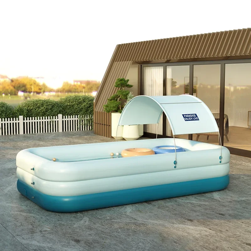 Outdoor Lawn Inflatable Kids Swimming Pool With Awning Quality PVC Portable Swimming Pool Summer Water Party Piscine - Image 5