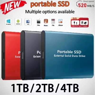 High-speed Solid-state Drive 1TB/2TB Portable SSD 4TB External Hard Drive 16TB Mass Hard Disk USB3.2 Type-C for Laptop/MAC/PC