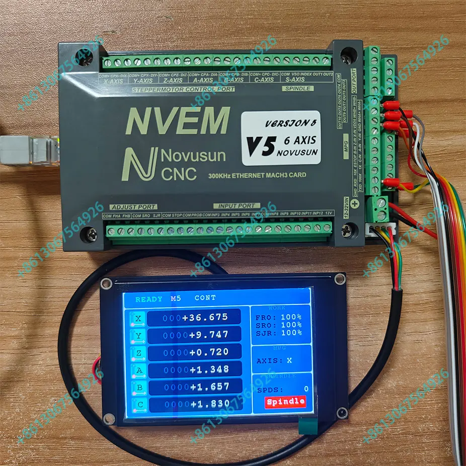 Controlador de movimento cnc nvem 300khz ndv5 versão atualizada 3/4/5/6 eixos mach3 placa de controle de interface ethernet + display lcd