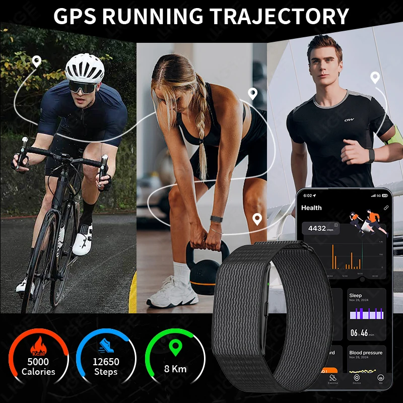 LIGE New GPS Sports Smart Bracelet Men AI Healthy Blood Pressure Fitness Tracker Pedometer Call Reminder Smartwatch Band Women - Image 3