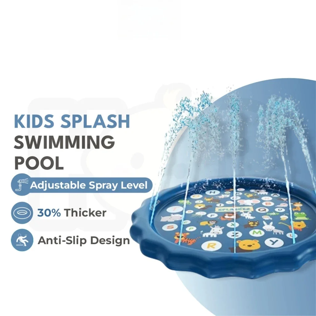 100/170cm Outdoor Kids Sprinkler Play Pad Mat Lawn Beach Letters Inflatable Water Pad Spray Water Games Mat Beach Cushion