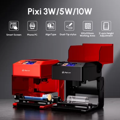 Algolaser PIXI 10W Smart Offline Mini Diodo Laser Gravador Cortador Marcador Para Iniciantes Negócios DIY Personalizado Madeira Vidro Artesanato para Animais de Estimação