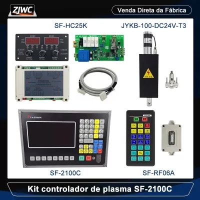 2Axis CNC Plasma Cutting Machine System SF-2100C+SF-HC25K Height Controller+THC Lifter JYKB-100-DC24V-T3+Remote Control SF-RF06A