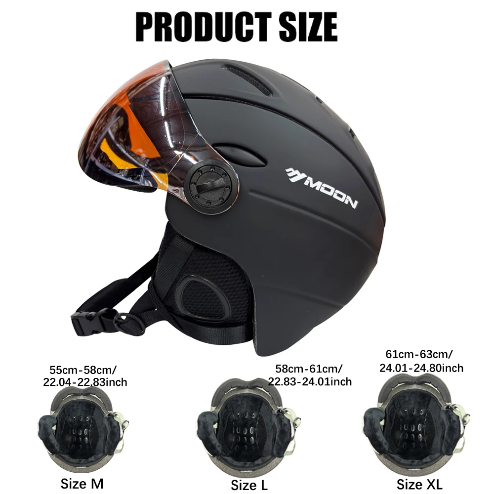 Lua profissional integralmente moldado metade coberto capacete de esqui esportes das mulheres dos homens neve esqui snowboard capacetes com óculos capa - Image 3