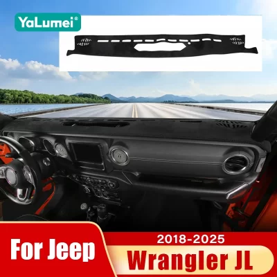 Para jeep wrangler jl 2018 2019 2020 2021 2022 2023 2024 2025 tapete do painel do carro sombra de sol antiderrapante almofada capa acessórios