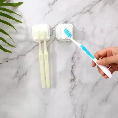 1-12PCSWhite Modern Toothbrush Holder Wall Mount Organizer Durable Plastic with Top Shelf Space Saving Dustproof Easy to Install