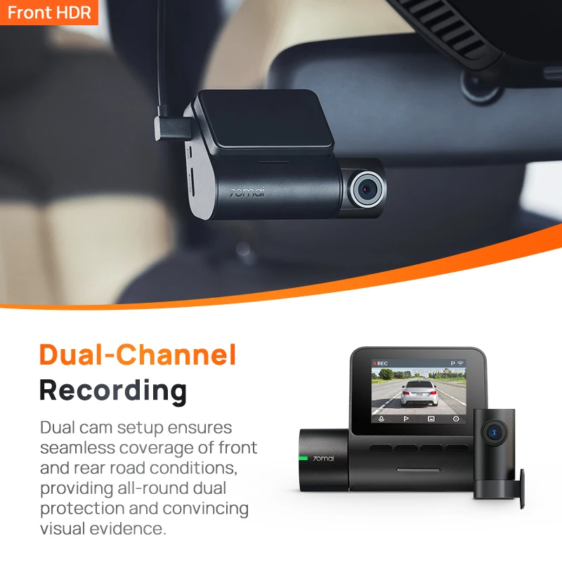 Global 70mai Dash Cam A200 Dual-channel Record 1080P HDR 2'' IPS Screen 24H Parking Monitor 70mai Car DVR A200 WIFI APP 130° FOV - Image 2