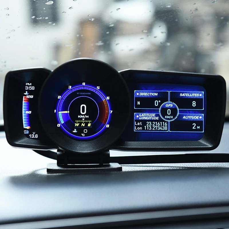 Car Head Up Display Multi-Function OBD2 GPS Car Dashboard HUD Dual Screen Display Speedometer Auto Gauge Alarm System - Image 4