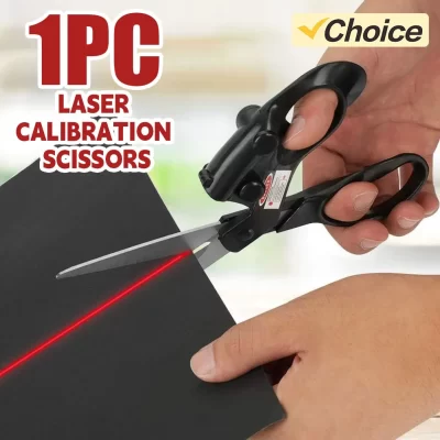 Tesoura profissional multiuso de calibração a laser, adequada para embalagens artesanais domésticas, corte e corte de tecido, 1 peça