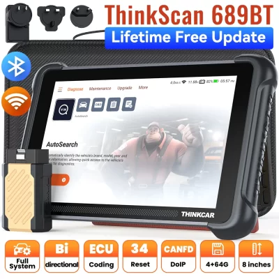 Programação de chaves THINKCAR THINKSCAN 689BT com ferramenta de diagnóstico automotivo KEY 101, scanner OBD2 bidirecional, codificação de ECU, CANFD DOIP 34, reset completo do sistema (grátis)