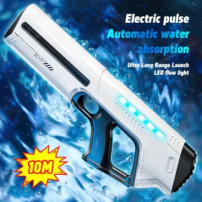 Pistola de armazenamento de água totalmente automática para crianças, grande capacidade, elétrica, absorvente de água, brinquedo de verão ao ar livre, presente