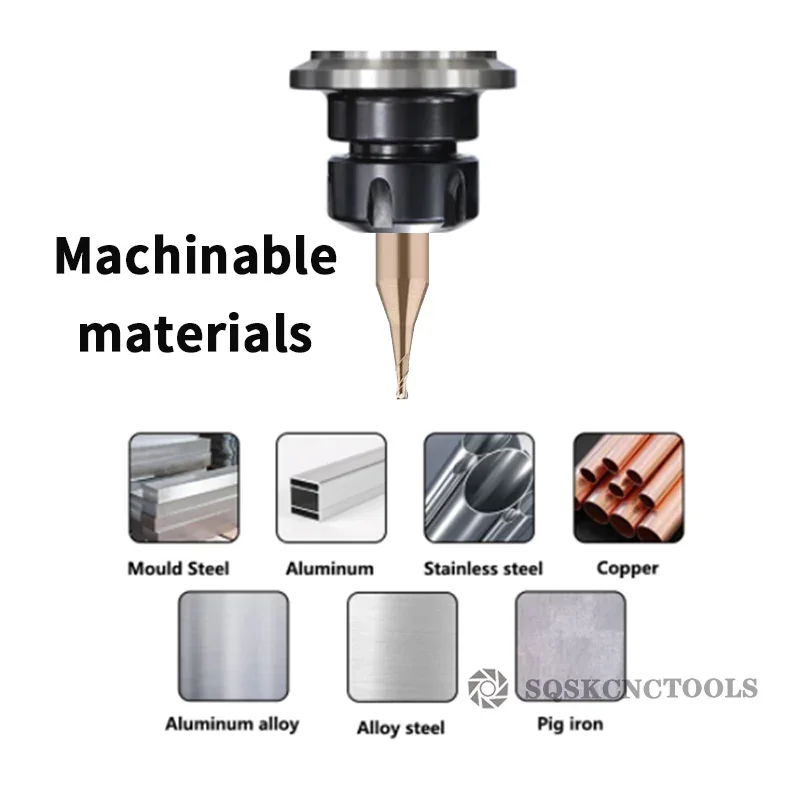SLUGB Micro Flat End Mill 2F Carbide CNC Milling Cutter HRC55 0.2-3.0mm Long Neck Engraving Router Bit - Image 3