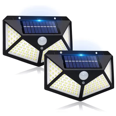 100 led solar l pir sensor de movimento luz de parede ao ar livre lâmpada solar à prova dwaterproof água movido a energia solar luz rua decoração do jardim