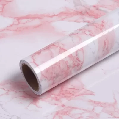 Adesivos resistentes a óleo de cozinha rosa e verde, padrão de mármore, fundo de renovação de móveis, papel de parede autoadesivo diy