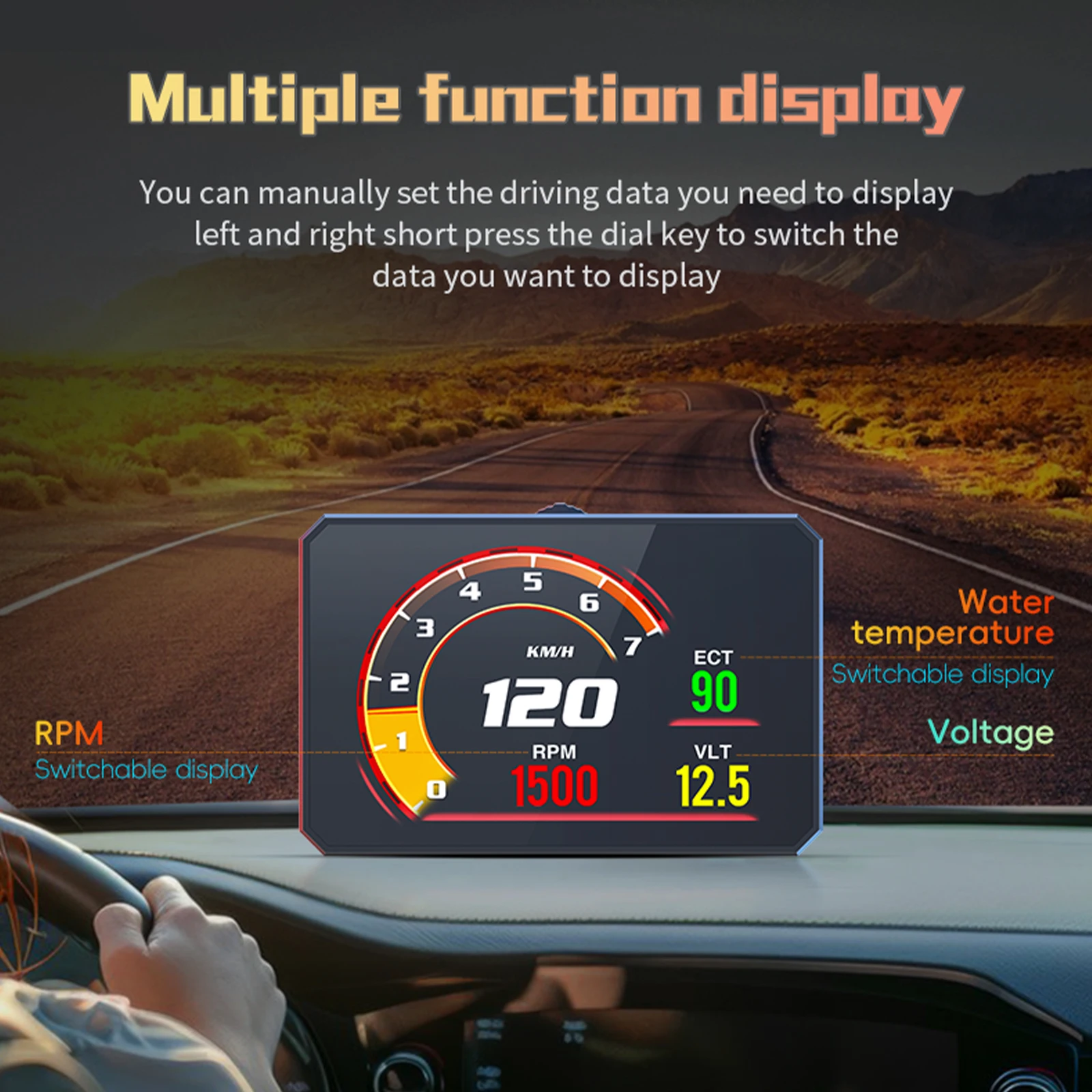 P16 Head Up Display Car OBD OBD2 HUD Head-up Display Car Projector Digital Speedometer RPM Oil Water Temp Speed Security Alarm - Image 2