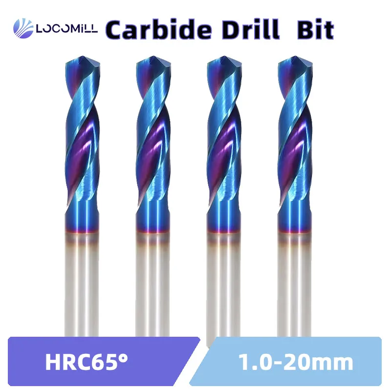 LOCO HRC65 ° Brocas de carboneto de tungstênio, brocas de metal para metalurgia dura, torno cnc, ferramenta de perfuração de aço 0.5-20.0mm