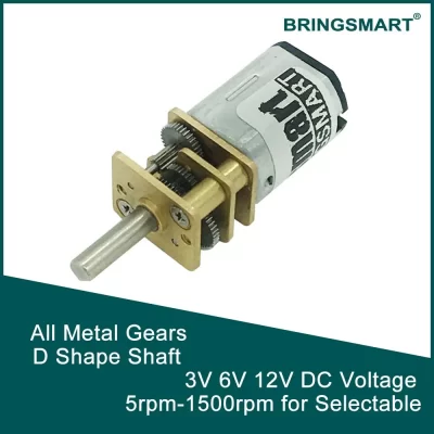 BringSmart N20 15-1500rpm Micro DC Gear Motor 3V 6V Micro Motor Monitoring Equipment+Robot Motor Door Lock 12V Gear Motor
