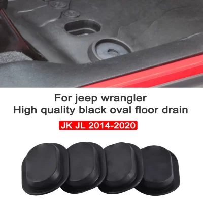 Borracha preta Oval Piso Pan Drain Plug para Jeep Wrangler, Acessórios para Carro, Alta Qualidade, JK, JL, 2014-2020, 4Pcs