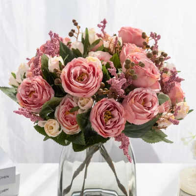 1 peça flor artificial de seda peônia rosa vaso de sala de casa jardim ao ar livre decoração de mesa decoração de mesa DIY casamento buquê de noiva prop