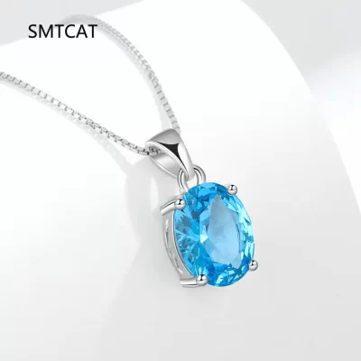 Oval 2.22ct granada citrino céu azul topázio ametista pingente colar colar prata 925 prata esterlina colorido birthstone jóias