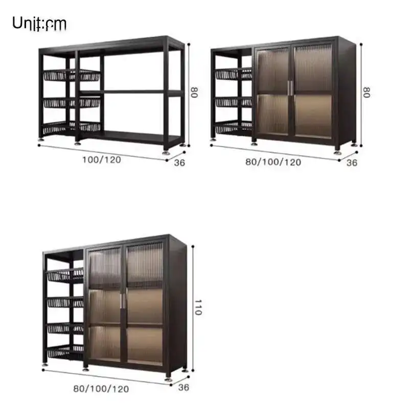 Armários de cozinha minimalistas modernos com porta armário de cozinha vegetal rack de armazenamento multifuncional armário de armazenamento multicamadas - Image 6