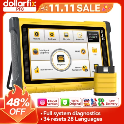 Dollarfix pf8 scanner de carro profissional 34, ferramenta de diagnóstico de manutenção, sistema completo de codificação ecu bidirecional obd2, ferramenta de verificação automática