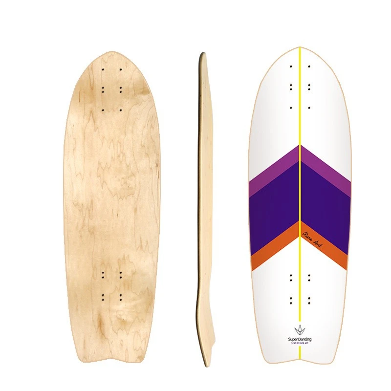 32*10 polegadas surf skate deck 16 furos podem combinar com qualquer caminhão ajustar distância entre eixos 7 camadas hard rock maples preto roxo
