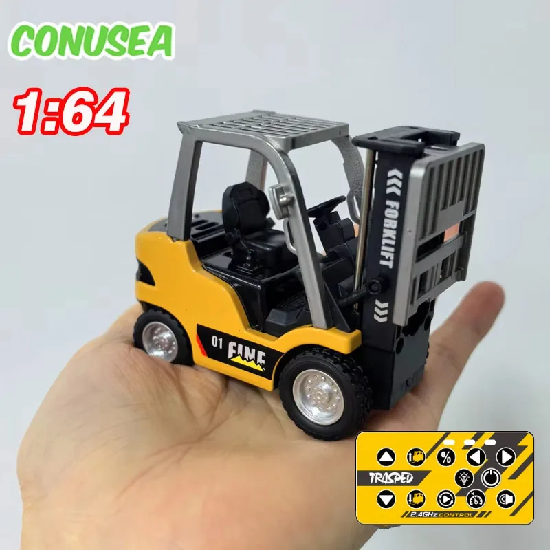 1/64 RC Forklift Trucks Alloy Mini Desktop Toys 2.4G Rc Cars Remote Control Engineer Vehicle Christmas Gifts for Boys Adults - Image 3