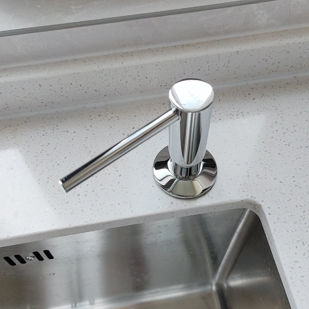 Dispensador da bomba da pia da cozinha latão buit-in detergente líquido titular dispensador da loção do sabão da bacia 1m imprensa do fio garrafa distribuidora - Image 5