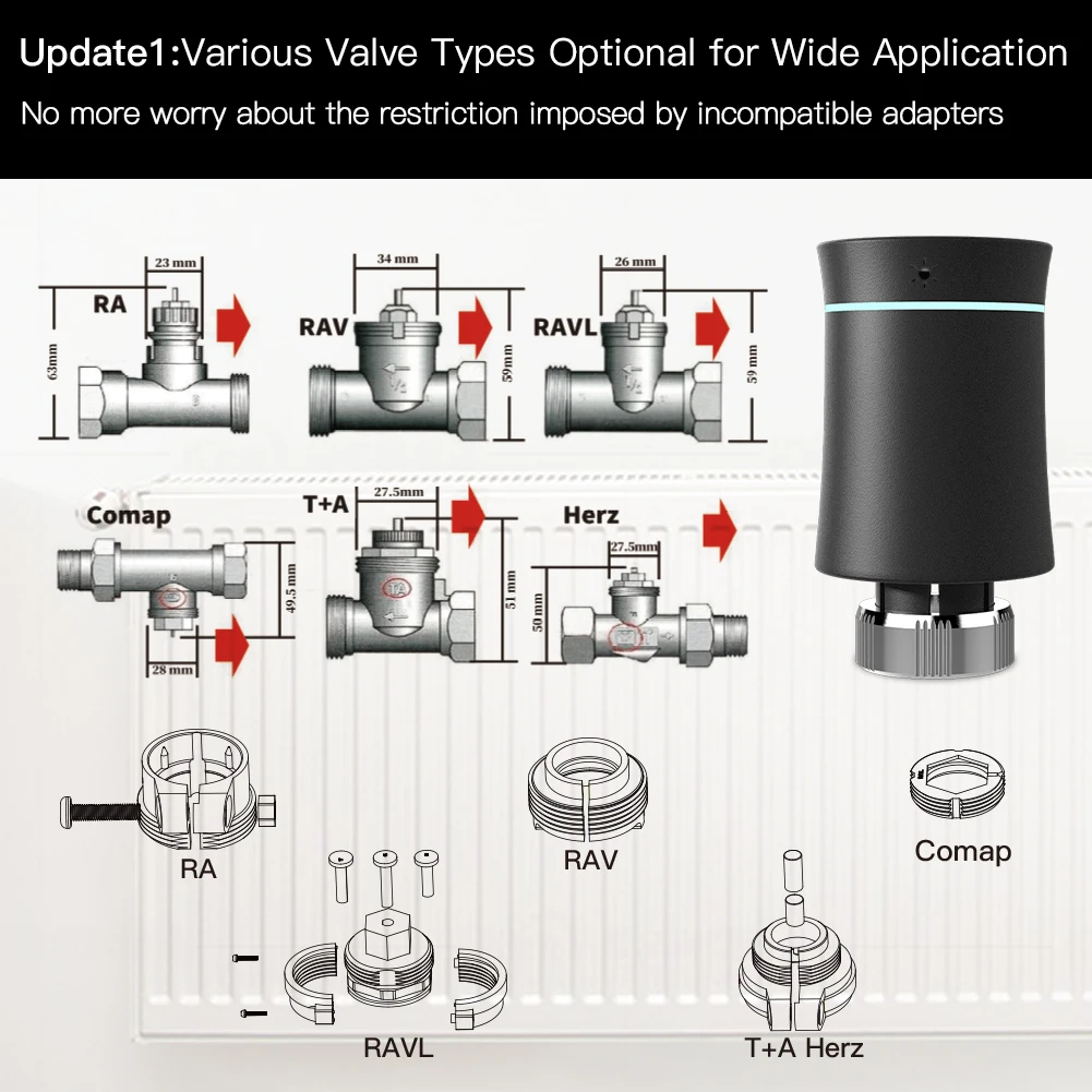 MOES ZigBee 3.0 TRV Thermostat Tuya Radiator Actuator Valve Smart Programmable Temperature Controller Alexa Google Voice Control - Image 3