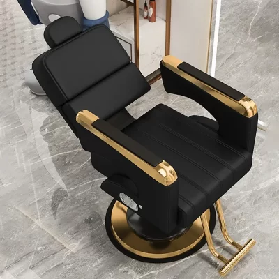 Cadeira de barbeiro para barbearia, 360 ° Cadeiras giratórias e hidráulicas, novo design, móveis personalizáveis para loja de cabeleireiro no atacado
