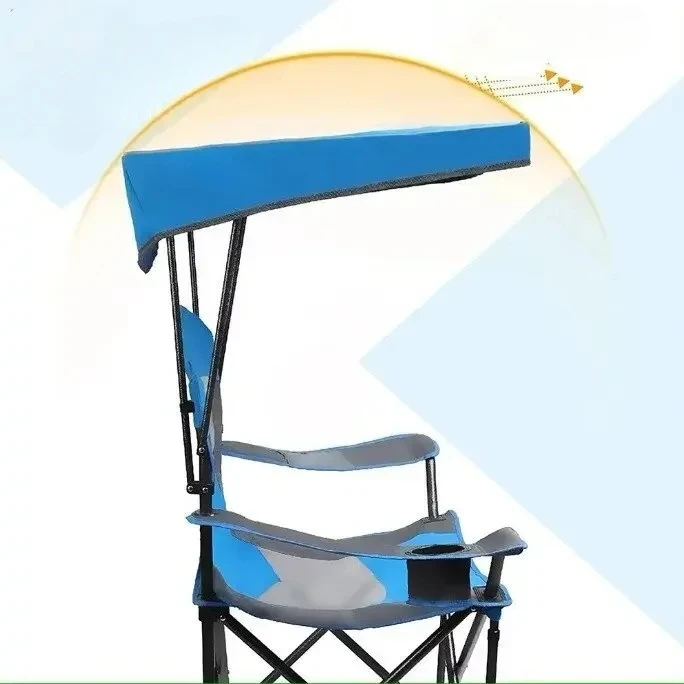 Foldable Lawn Fishing 2-person Outdoor Folding Double Camping Chairs Beach Chair With Canopy - Image 3