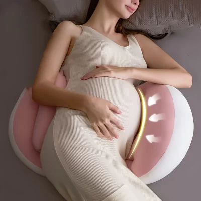 Almofada de maternidade em forma de U para travessas laterais – suporte para barriga e costas, conforto ergonômico para mulheres grávidas. Presente ideal.