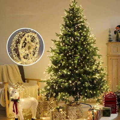 Luzes de fio de cobre com controle remoto ao ar livre, corda de luz para árvore de natal, céu estrelado, guirlanda de flores, luzes decorativas